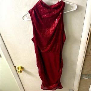 Elegant Wine-colored Sequin Dress